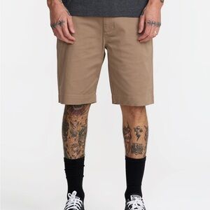 RVCA Men's Brown Flat Front Shorts